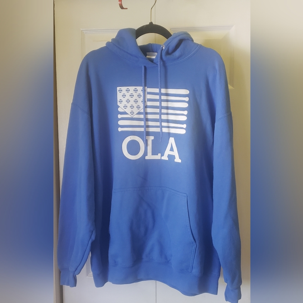 OLA unisex light blue longsleeves hoodie with pockets size 2XL